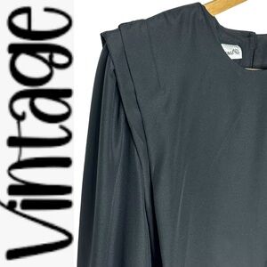 Vintage 80’s Eva Laurel NY Satin Black Blouse 14